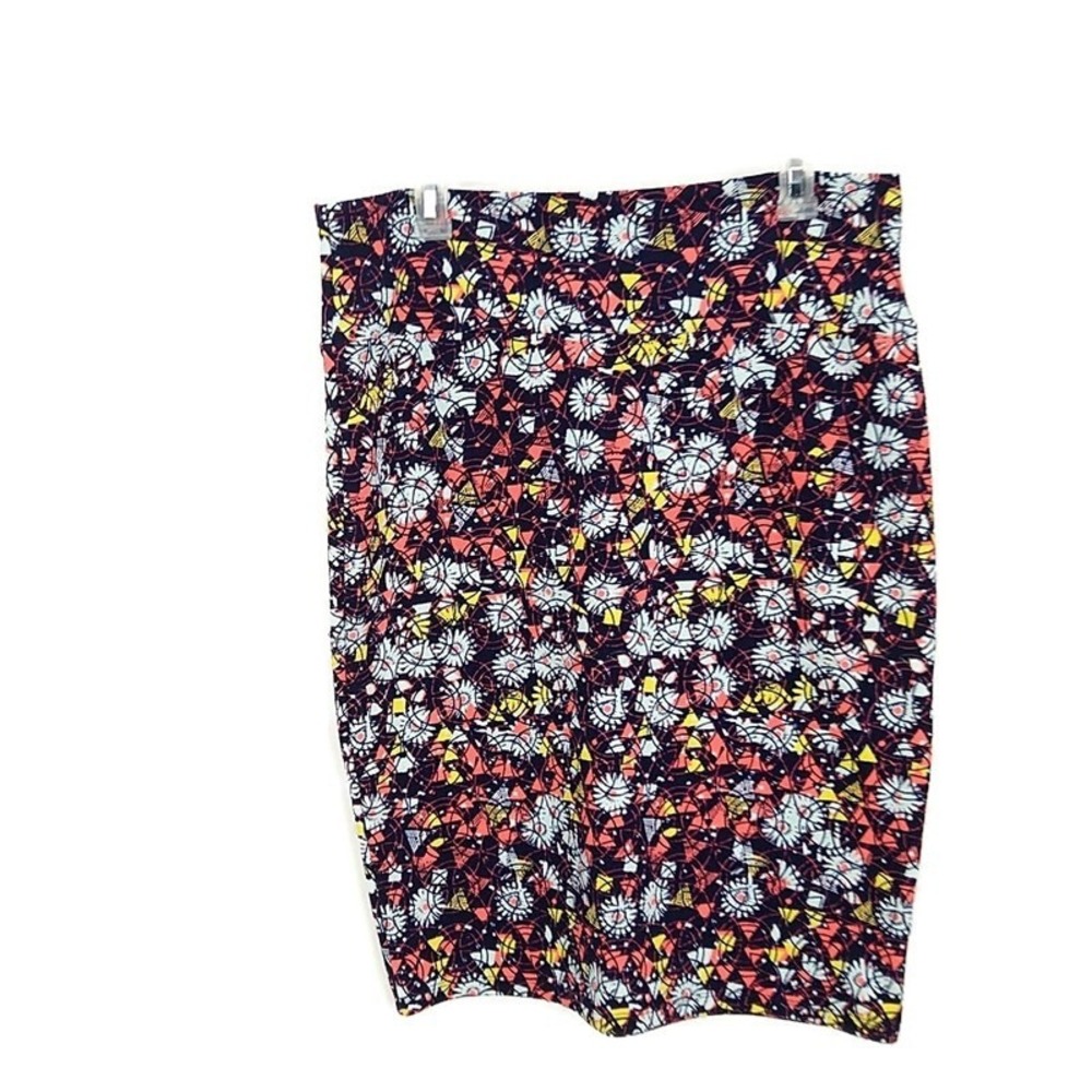 LuLaRoe Cassie Pencil Skirt Womens XL Multicolor Geometric Mosaic Stretch Knit